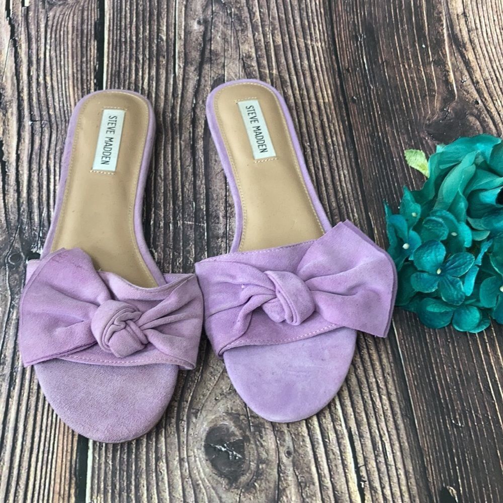Steve Madden Lavender Truesdale Bow Flat Sandals 9M - Picture 2 of 6